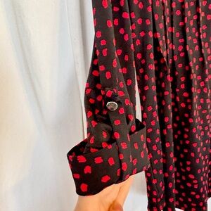 Cocomo Red and Black 3/4 Sleeve Blouse with Mandarin Collar